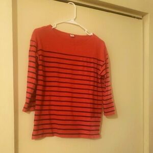 Old Navy Coral and Navy Striped Lightweight Sweater